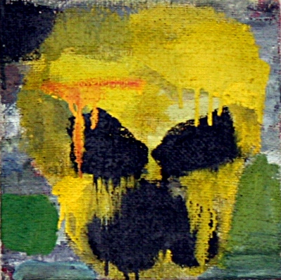 Bez názvu, 2005, akryl na jutě, 30 x 30 cm